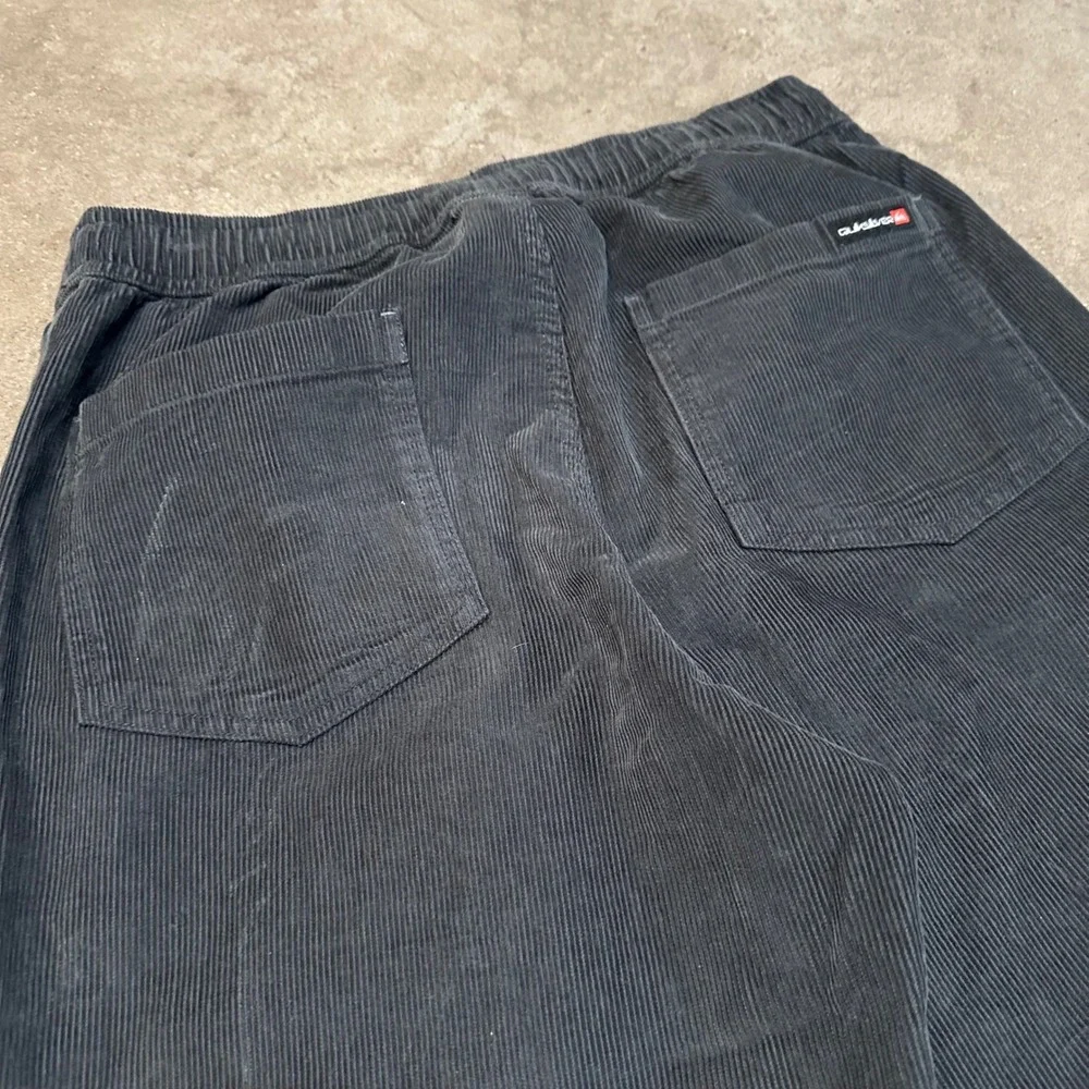 Y2K Quiksilver Corduroy Pants Mens Sm Gray Elastic Waist Drawstring Straight Leg